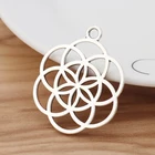 Pendants Antique Silver Large Flower Of Life Charms Pendants For Necklace Jewelry Making Findings 42x34mm