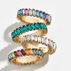 Gem Ring Custom Personality Fashion Multicolor T-shaped Diamond Gem Ring Female Zinc Alloy Rhinestone Ring Jewelry Women