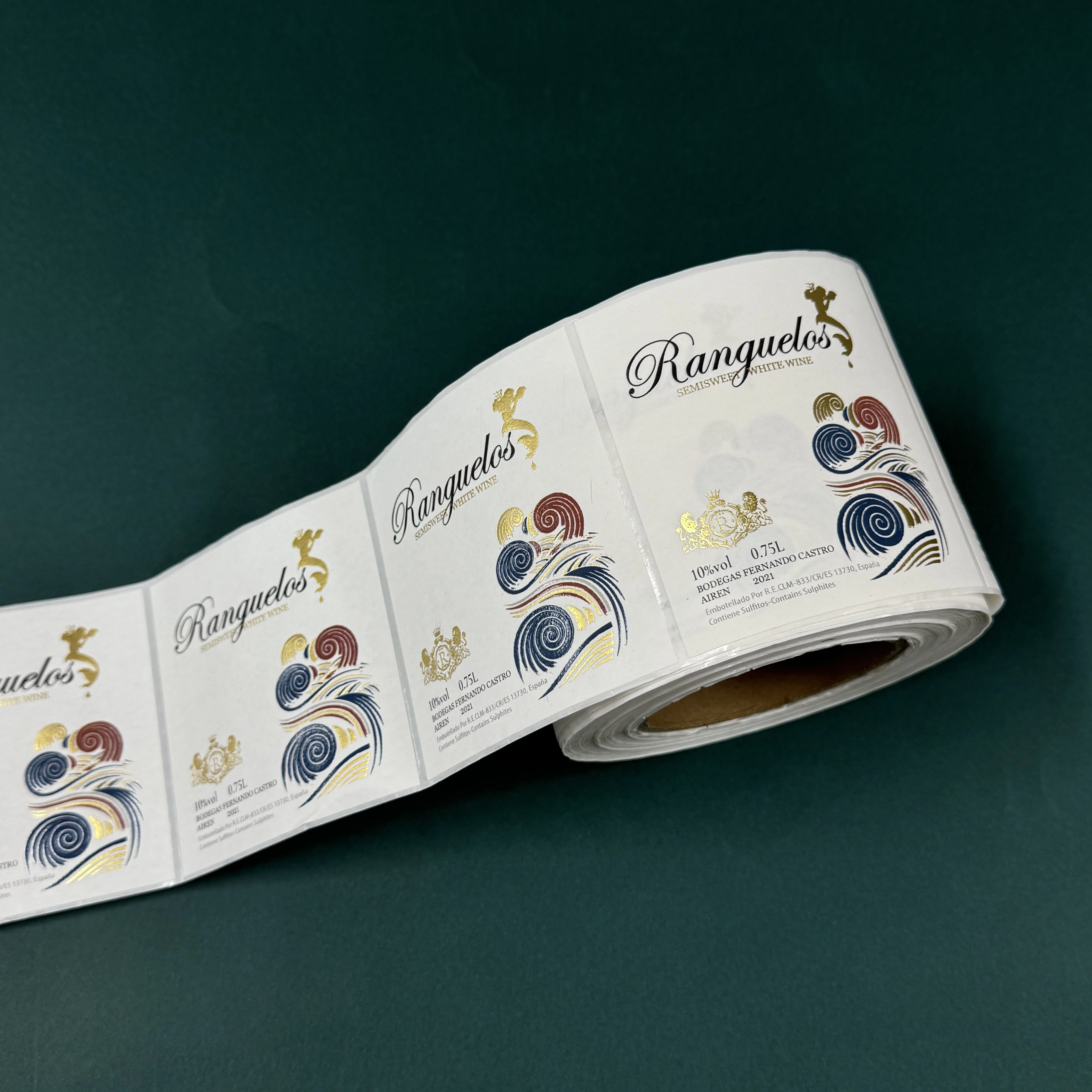 Gold Foil Stamping Custom Stickers Glass Bottle Packaging Waterproof Sticker Roll Labels for Wine supplier