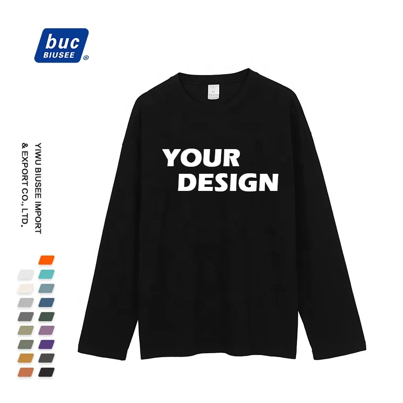 2021 New Custom Casual 100% Cotton Thicken Printed Long Sleeve T Shirts For Men