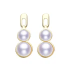 925 Sterling Silver Attractive Price New Type 925 Sterling Silver Jewelry Pearl White Pearl Round Earrings