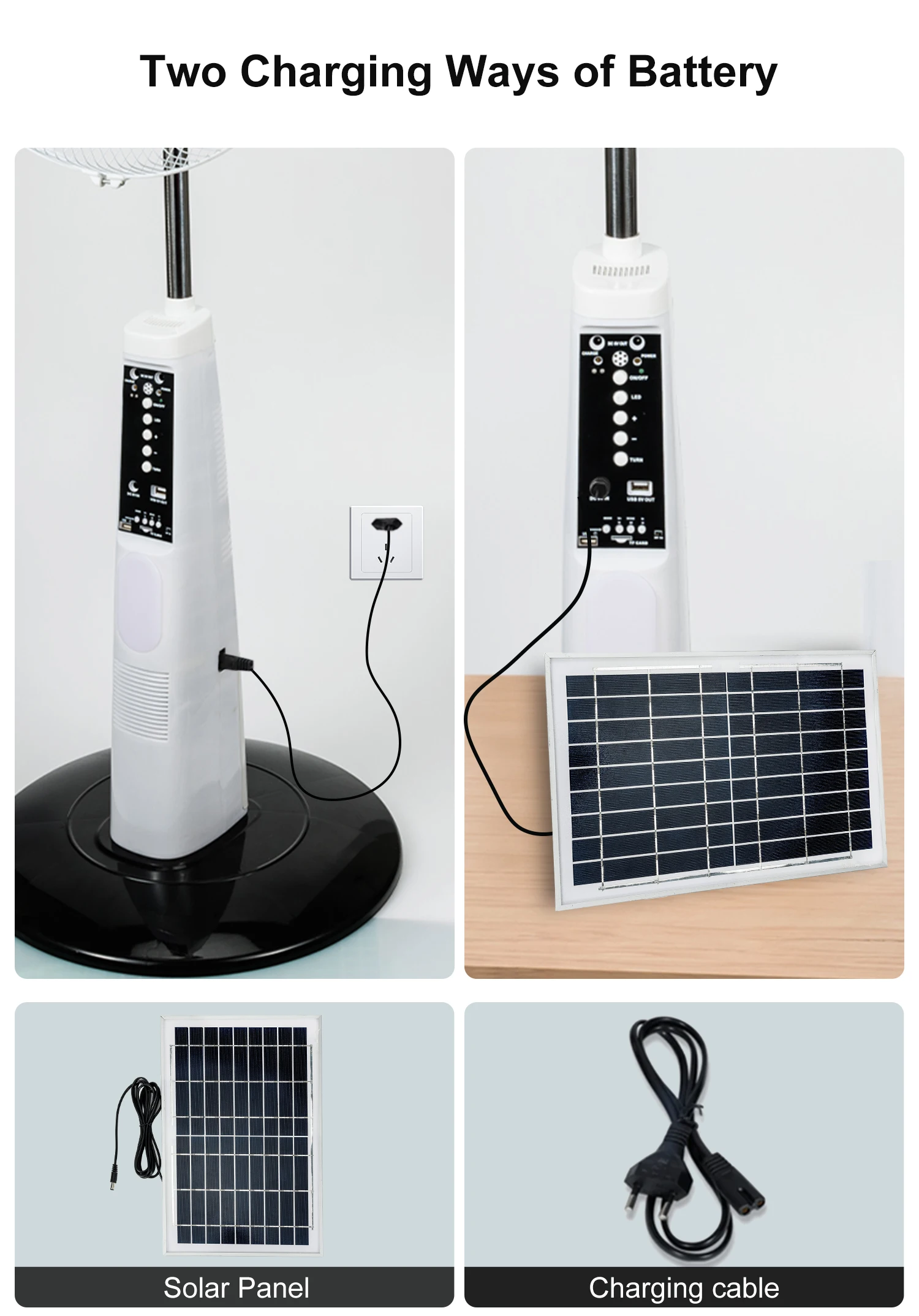 Pedestal Fan, 18-Inch, Solar, Plastic - detail 12