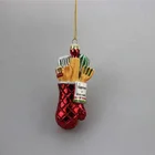 Christmas Stockings. Glass Drop Ornaments 2020 Small Glass Christmas Tree Ornaments Stockings.