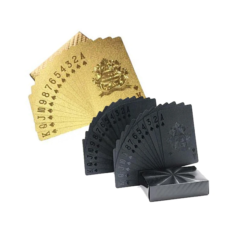 Black Gold Foil Poker Waterproof Durable Magic Waterproof Playing Cards Set 