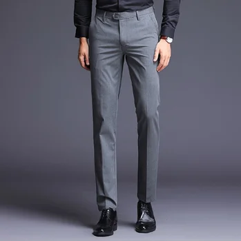 Men's Stretch Pantaloon Dress Pants Slim Fit Pencil Skinny Suit Pants Business Trousers