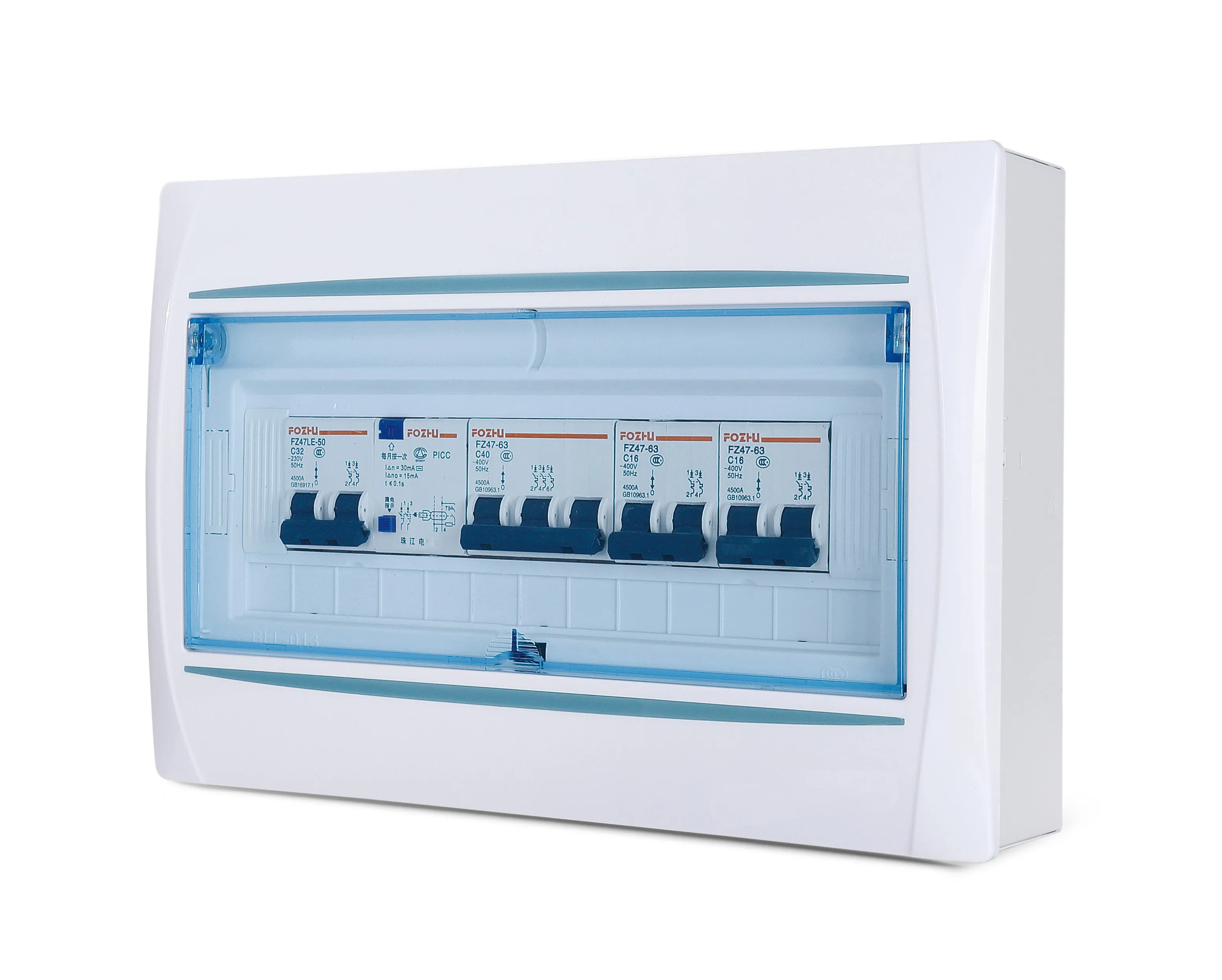 Boîtes de disjoncteurs Boîte industriel de distribution avec couvercle transparent en plastique en voies 3-4 sur les murs intérieurs 