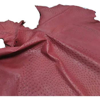 ostrich skin Genuine Leather Wine red pure water dyed whole large ostrich skin Leather