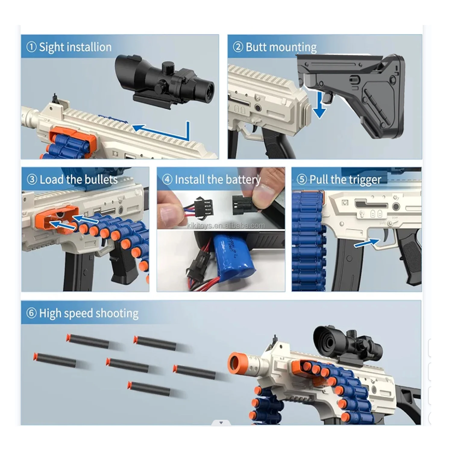 2024 New M416 Electric Submachine Airsoft Gun Toy Blaster With 30 Foam