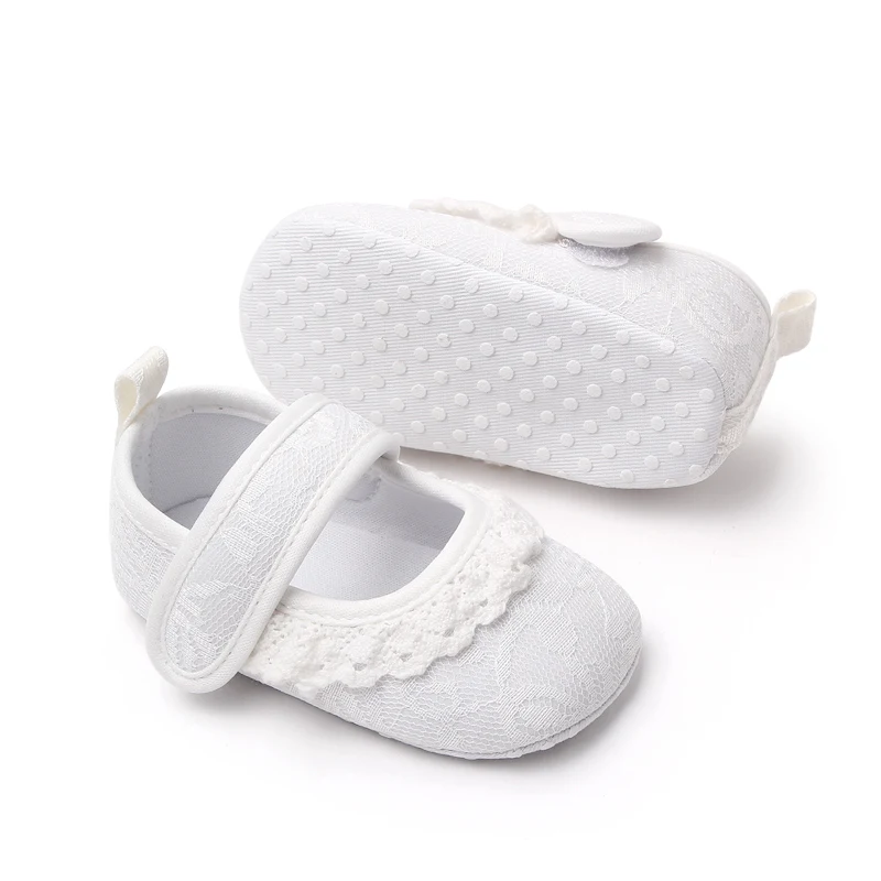 Baby Girls Solid Color Embroidered Lace Edge Soft Soled Comfortable Infants Princess Step Shoes manufacture