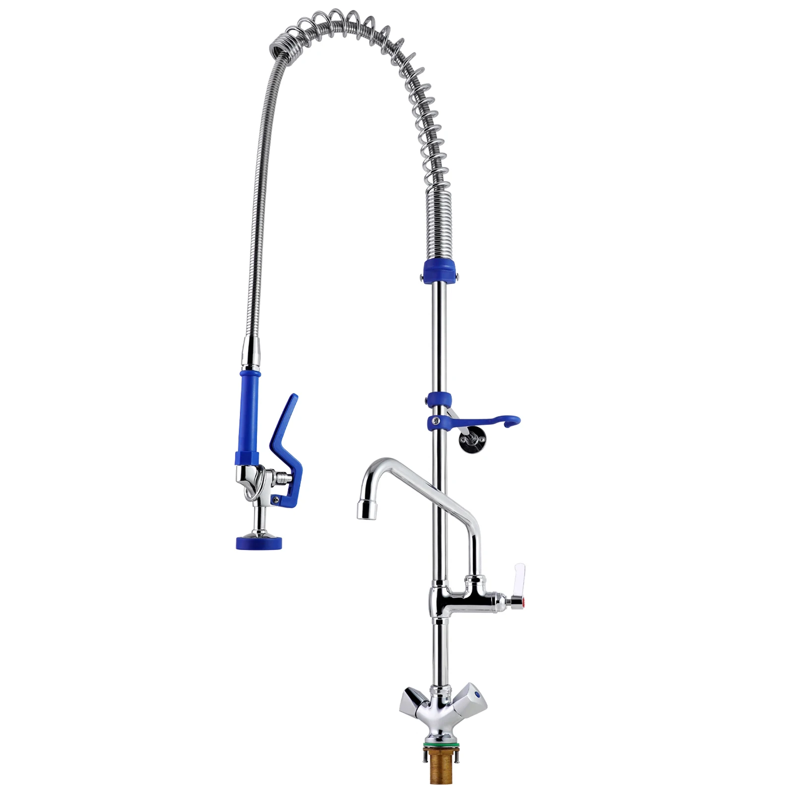 Commercial Deck Mounted Faucet with Adjustable Height EasyInstall Pre Rinse Unit and Dual Handwheels for Kitchen Use supplier