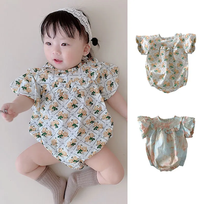 Baby Summer Jumpsuit 2023 New Baby Cotton Clothes Fashion Bubble Sleeve Small Skirt