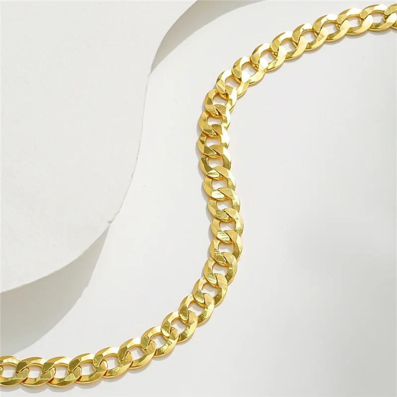 925 Sterling Silver Italian 18K Gold 8mm Solid Diamond-Cut Cuban Link Curb Chains Bracelet Jewelry For Men Women 