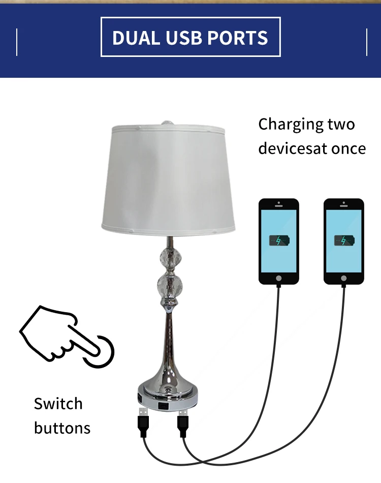 White linen touch switch Farm light Hotel bedroom table lamp