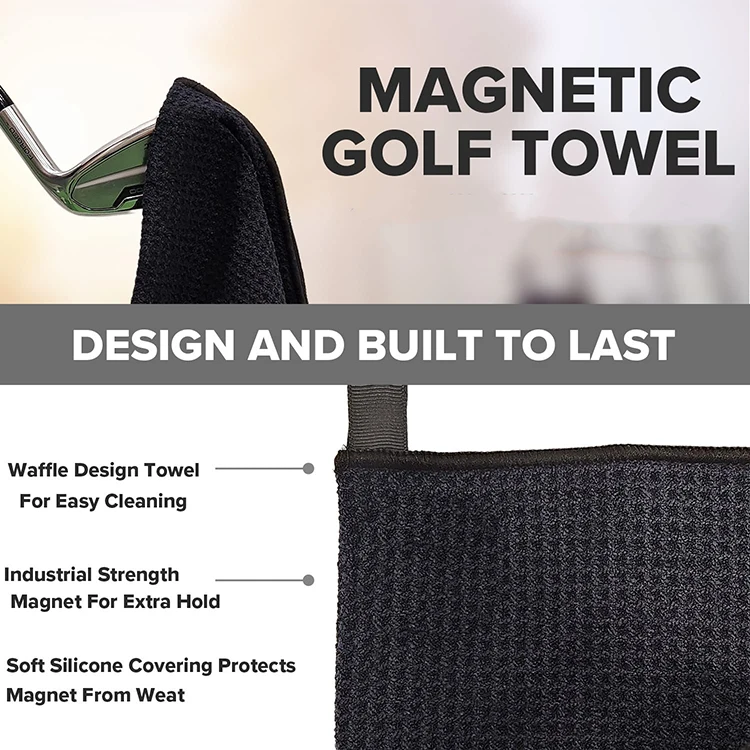 Hot Sale Super Water Absorbent Custom Logo Waffle Weave Hook Golf Ball Clean Towel