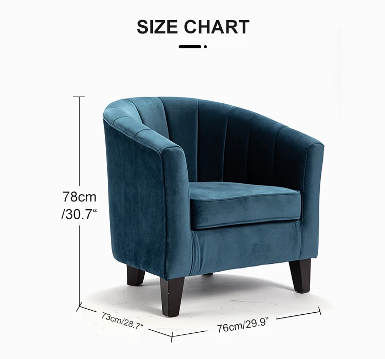 Simple design upholstered soft fabric hotel antique wooden bucket armchair