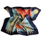 Scarf Hand Double Sided Print Luxurious Silk Scarf 90x90cm Hand Rolled