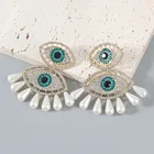 Rhinestone Earrings Jewelry Factory Wholesale Vintage Alloy Rhinestone Imitation Pearl Eye Earrings Women