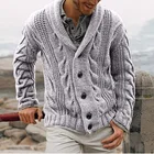 Cardigan Men Sweater Casual Winter Casual Acrylic Cable Knit Lapel Neck Mens Button Down Cardigan Sweaters