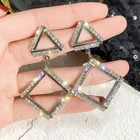 Diamond Earrings Earrings Geometric Triangle-set Diamond Earrings With Long Earrings