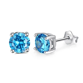 RINNTIN SE84 Hot Sale Korean Birthstone Earrings Jewelry Wholesale 925 Sterling Silver Zirconia Crystal Studs Earring For Ladies