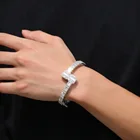Gold Gold Plated Hiphop Luxurious Iced T Shape Diamonds Bracelet Bangle