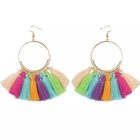 Hoop Handmake Colorful Tassel Wire Hoop Fish Earrings For Girls Fashion Jewelry Earrings