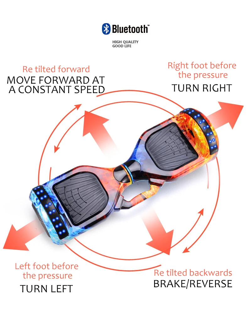 EU Stock 350W Hoverboard With 6.5/8/10 Inch Motors 350W App Control 36V Electric Overboard for Children 350W Smart Sensor