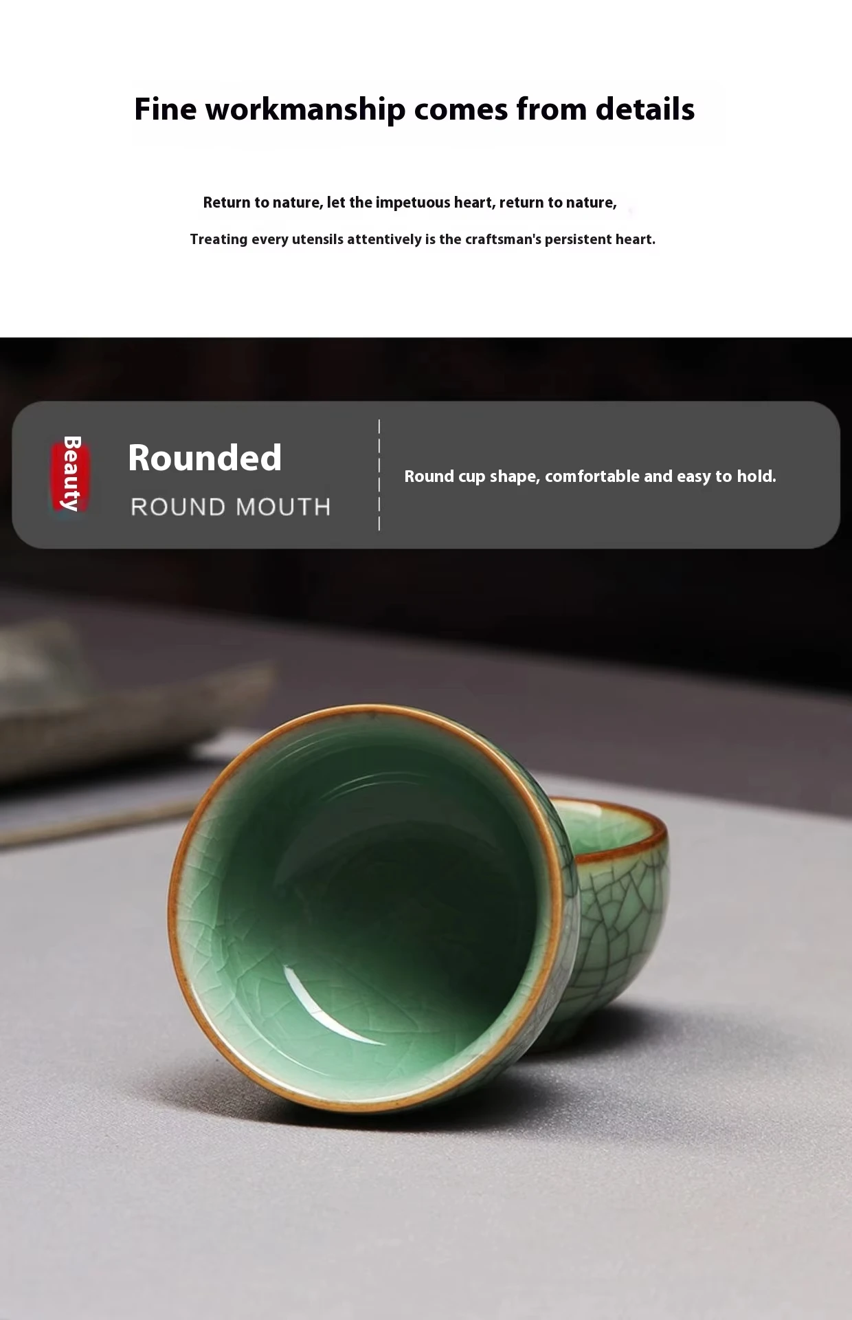 product factory wholesale longquan celadon ice cracked porcelain kung fu single tea set classic design ceramic tasting cup231-13