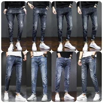 Wholesale high-quality jeans manufacturers direct summer and autumn slim straight leg casual breathable wear jeans for men