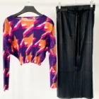 Summer 2021 Women Casual O Neck Long Sleeve Pleated Shirts Summer Tops Floral Printing For Women Blouses
