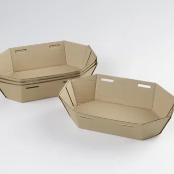 Kraft Paper Food Packaging Trays Disposable Food Paper Tray Kraft Boat Paper Tray