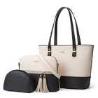 In Handbag Direct High Quality PU Women Large Tote Bag 3 In 1 Whole Sale PU Handbag Set For Ladies