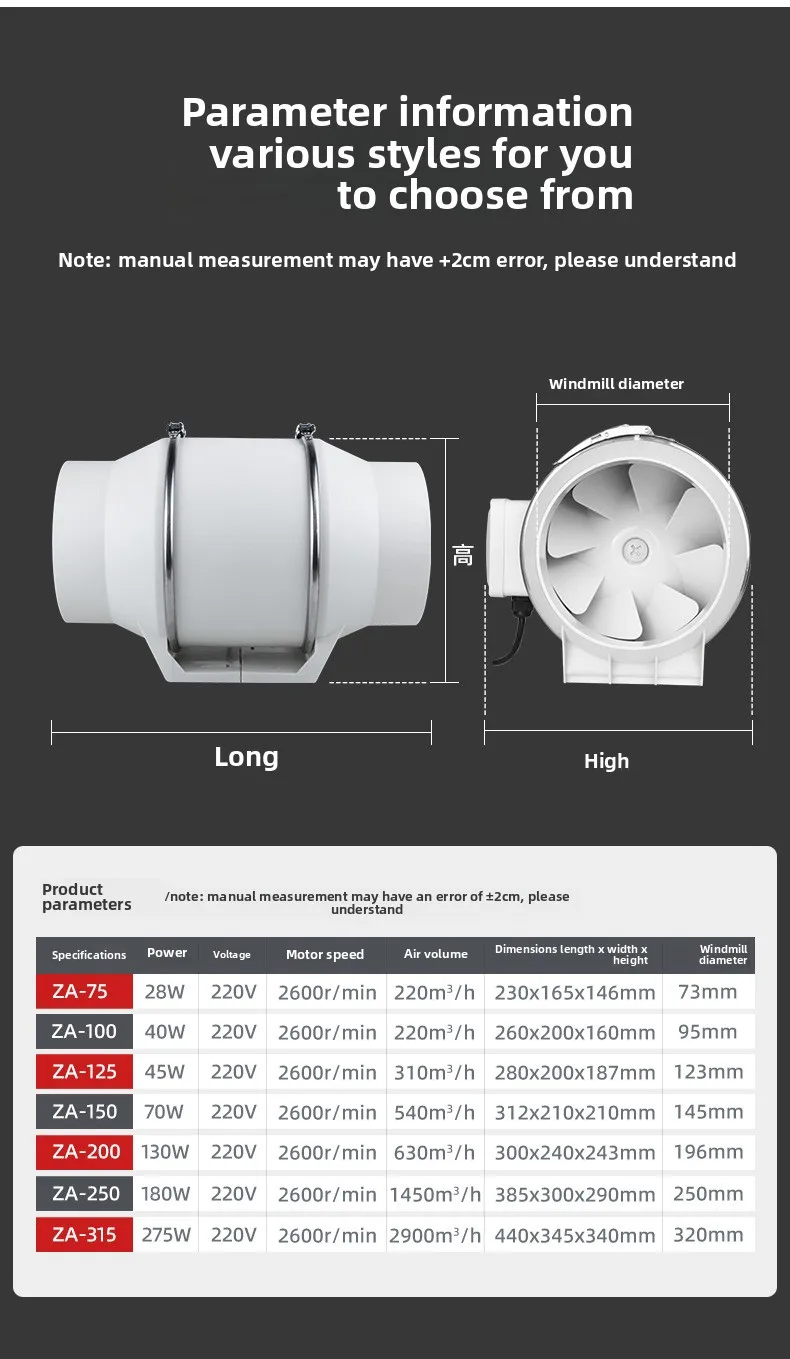 Inline Duct Fan, 8inch, Electric, Plastic - detail 20