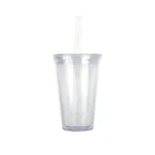 Coffee Plastic Double Wall Insulated Bpa-free Coffee Clear Tumblers With Lid And Large Diameter Straw Wholesale