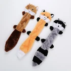 Animal Amazon Hot Sale Fox Raccoon And Squirrel Animal Shape No Stuffing Squeaky Plush Dog Toy