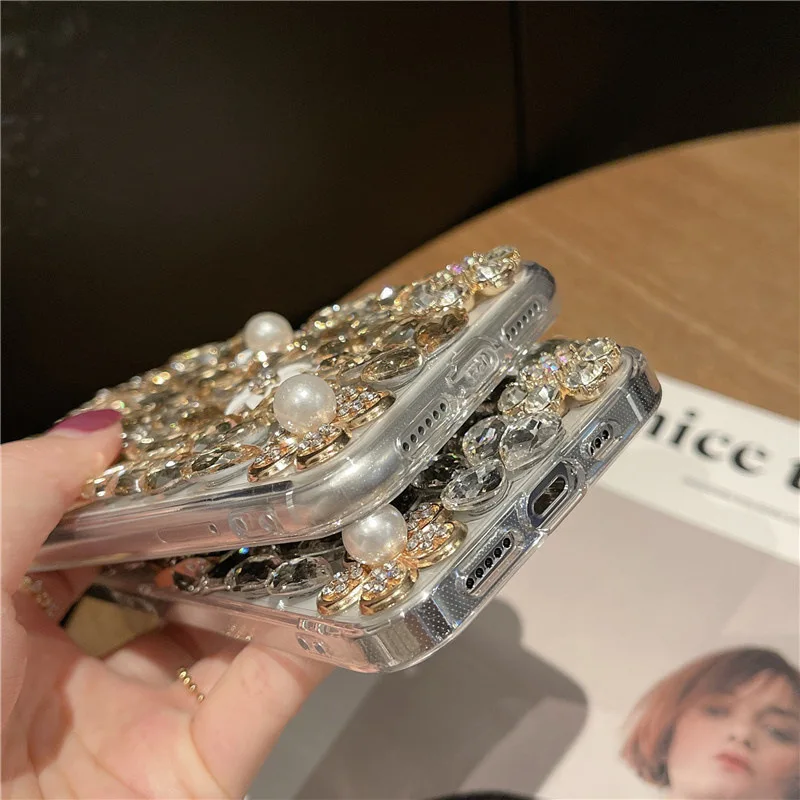 Creative Luxury Crown Bag Diamond Phone Case Rhinestone Mobile Covers for iPhone 15 Samsung S22 S23 Note 20