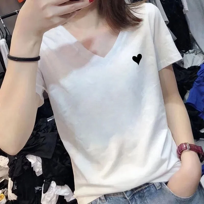 Girls Summer White Multi Color Solid Short Sleeve T-shirt 100% Cotton Women's T-Shirt Wholesale