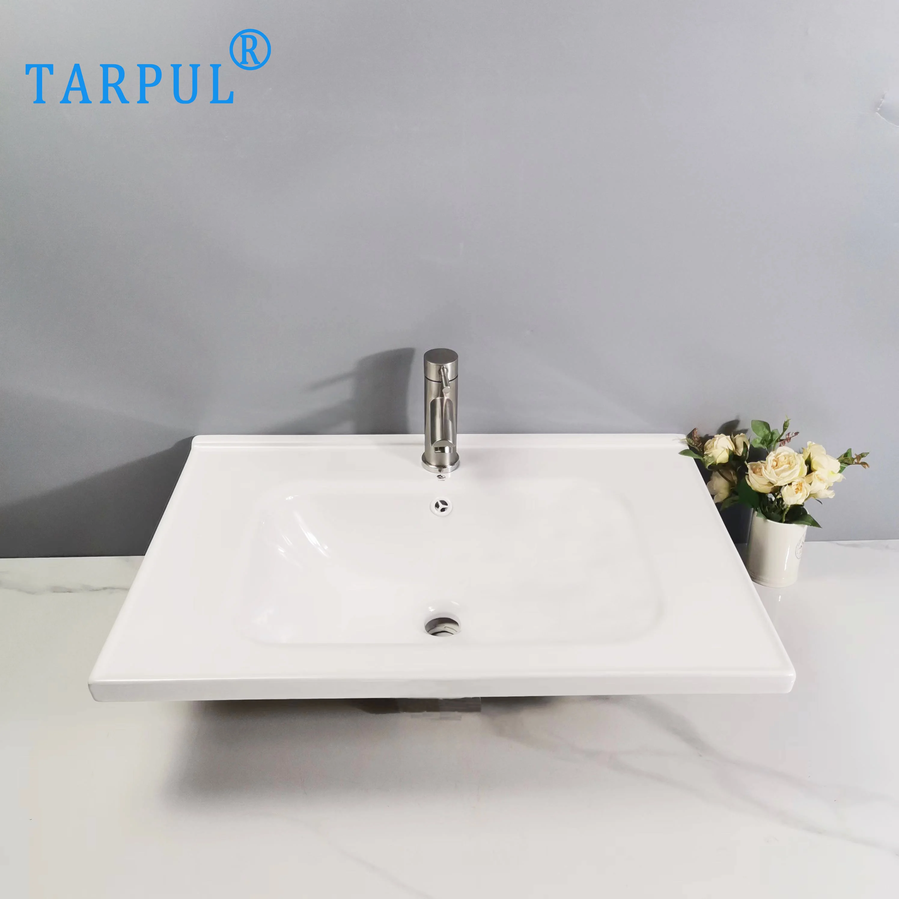 TARPUL Modern Design Slim Thin Edge Lavatory Vanity Restroom Cabinets with Sink for Hotel Made in China supplier