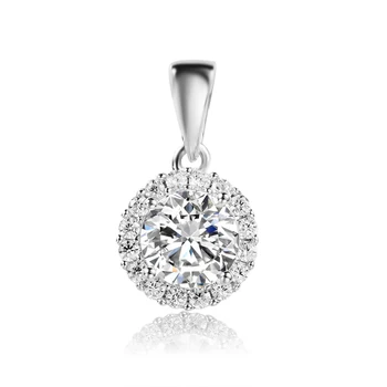 Wholesale Simple Round Charm Jewelry 925 Sterling Silver Gold Plated Diamond Custom Necklace Pendant