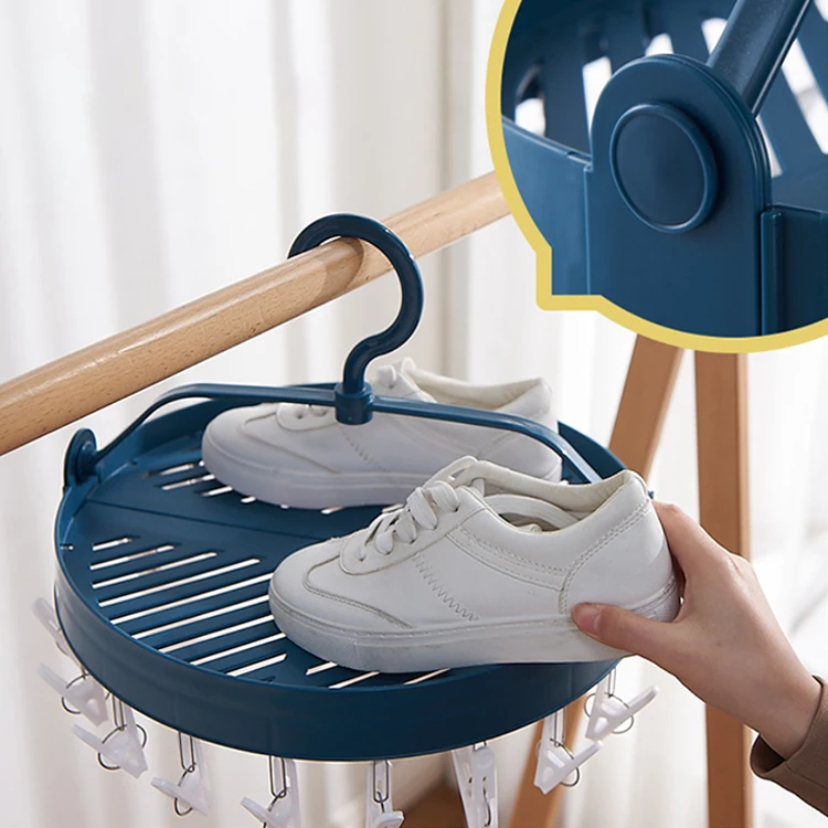 A3490 Multifunction Round Shoes Clothes Rack Storage Underwear Hanging Socks Hook Folding Dry Clothes Hanger