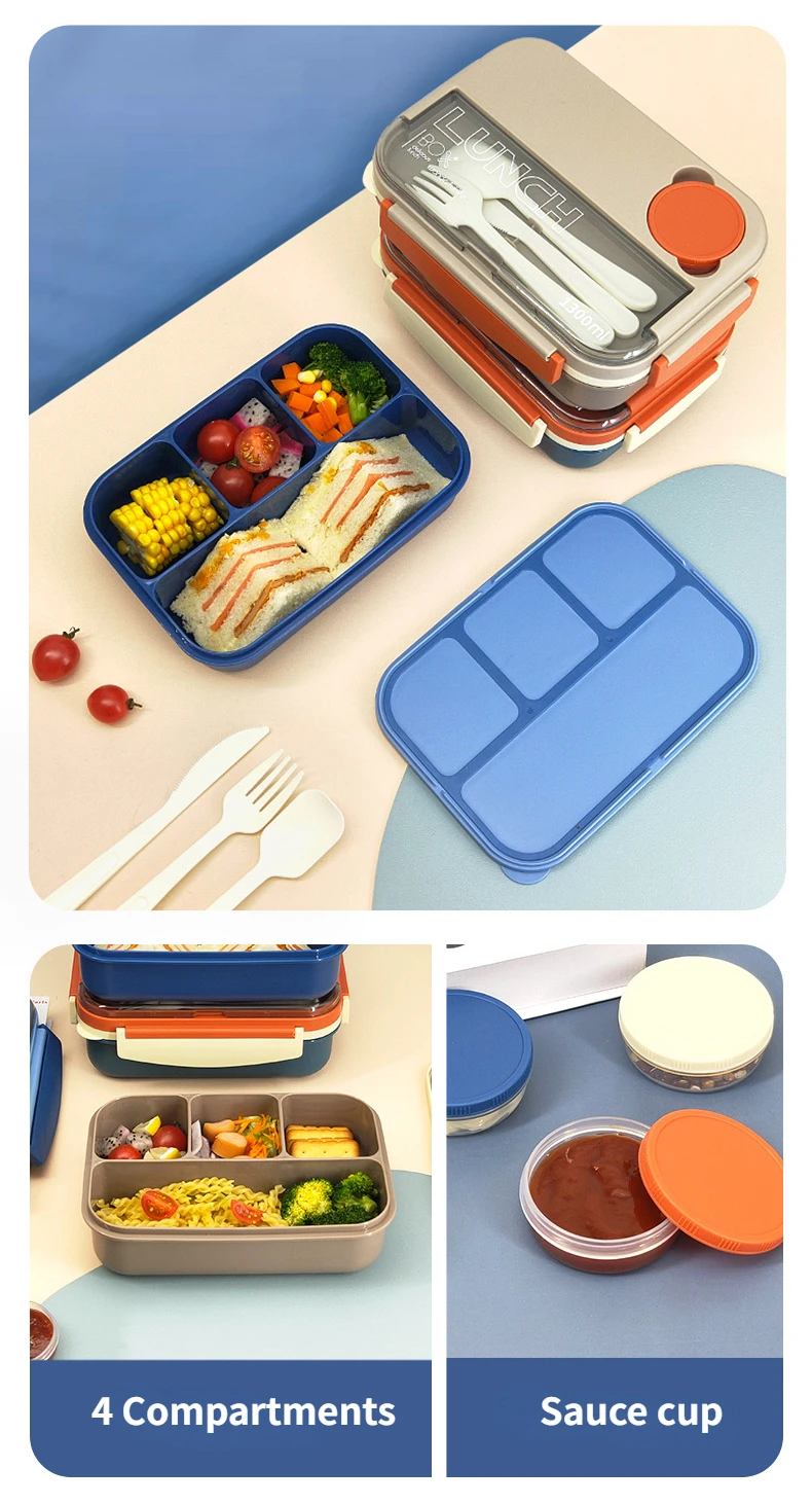 Kids Bpa Free Plastic Lunchbox Microwave Safe Leakproof Bento Lunch Box