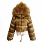 Jacket Long 2021 Winter Wind Faux Fox Fur Jacket Ladies Hooded Fur Coat Long Grey Fake Fur Jacket
