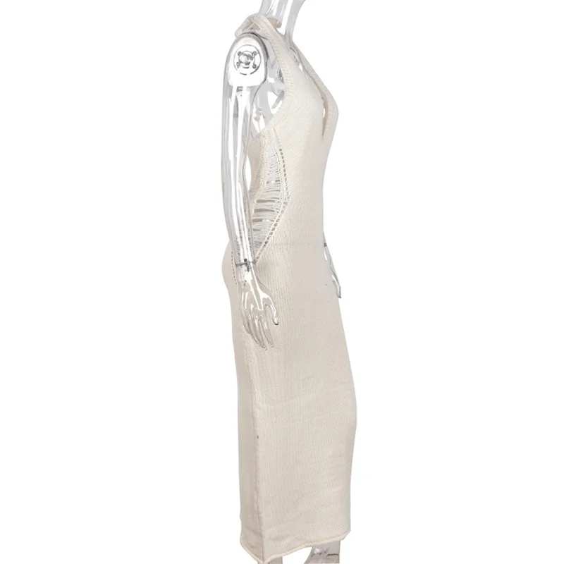 Summer Latest Women Hollow Out Dress Sexy V Neck Backless Sweater Dress For Bodycon Dress 2022