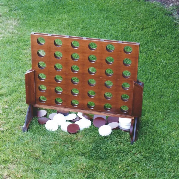 Idea Nova Outdoor Wooden Four in A Row Party Games, Classic Lawn Game, Backyard Game for family gathering and kids play