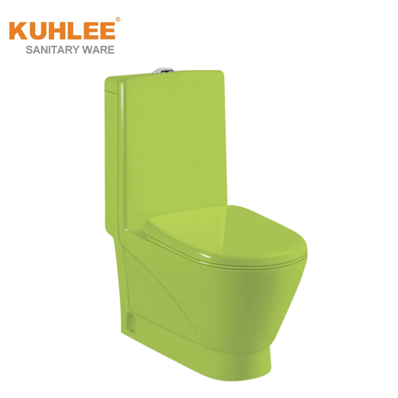 Floor Mounted WC Luxury Ceramic Green Black Colored Siphonic One Piece Toilet For Bathroom