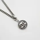 Silver Pendant H-N471 Women Retro Cuban Chain Vintage Silver Greek Coin Pendant Necklace