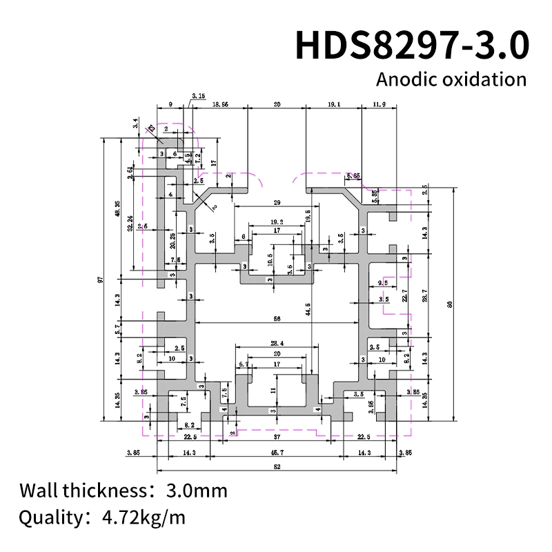 Double Speed Chain 8297 Extruded Aluminum Profile 2.5 Times Speed Pitch 31.75 Speed Aluminum Alloy Assembly Line Guide Rail details