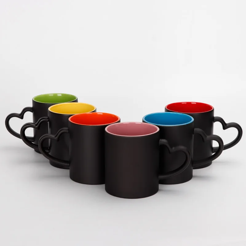 Matte Heart shape handle sublimation mug 11 oz coffee magic mugs sublimation ceramic color change