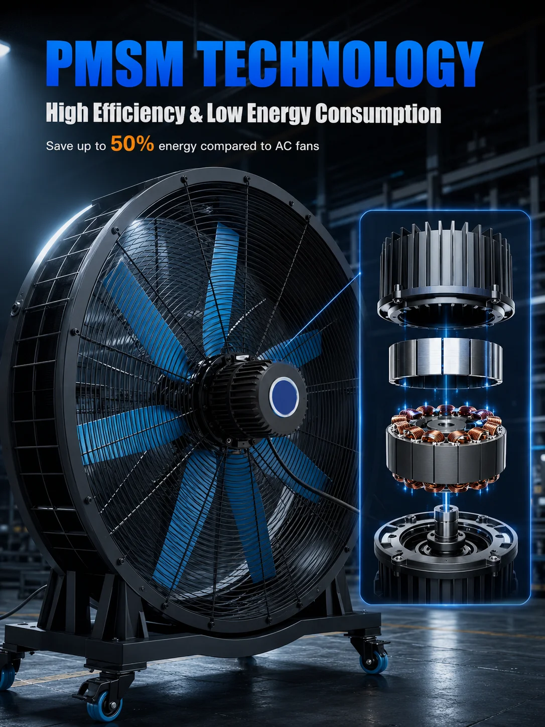 Pedestal Fan, 0.9mHVLS, Plastic - detail 8