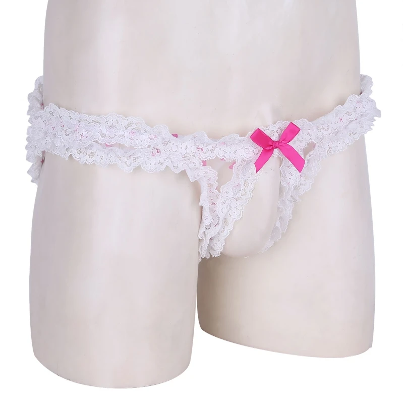 Custom Mens Underwear Ruffled Lace Daily Wear Boxer Briefs Cute Underpant Sissy Panties